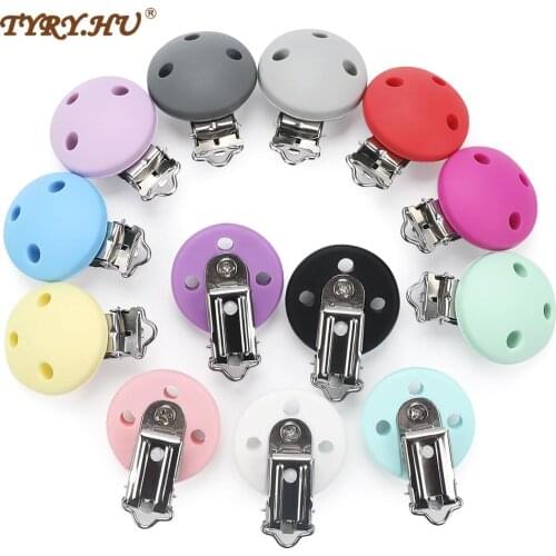 TYRY.HU 10pcs/set Round Shaped Pacifier Clip Silicone Bead Baby Teether teething Accessories Pacifier Holder Clip DIY Bead Tool