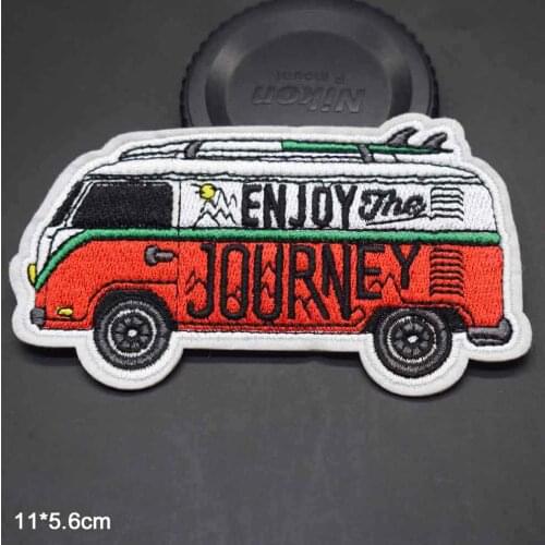 Journey Bus Outdoor Hiking Theme Ironing Sew Iron On Embroidered Clothes Patches For Clothing Jeans Backpacks Garment Wholesale