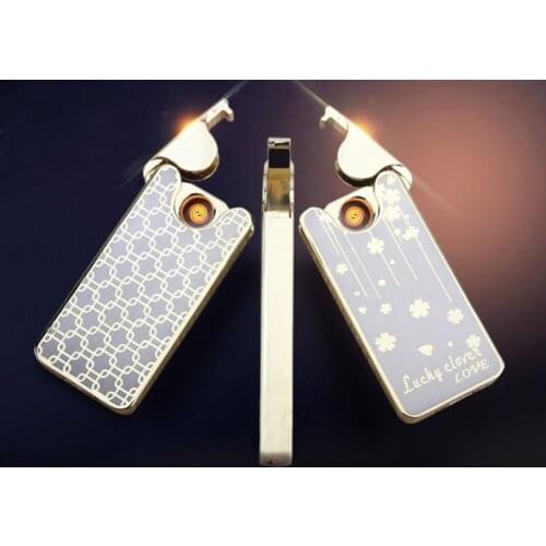 High Quality Slim Environmental Double Sides Windproof Electronic Rechargable USB Flameless lighter