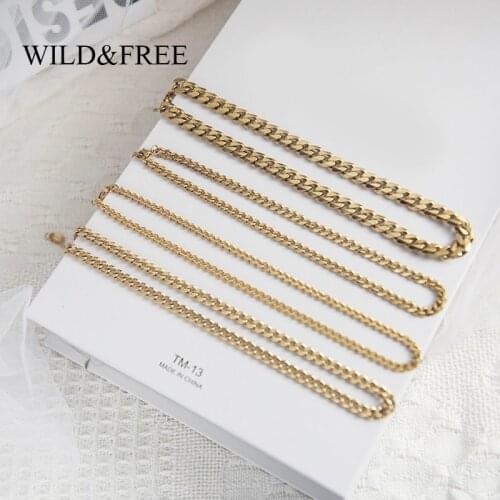 Wild&Free Classic Women Necklaces Chains Stainless Steel Curb Cuban Chain Choker Necklaces Jewelry 4/5/6/9 MM Wholesale