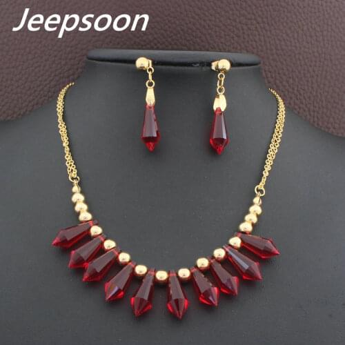 Womans Newest Fashion Stainless Steel Jewelry Romantic gold color necklace+ earrings sets For Women And Girls SEUFARCB1