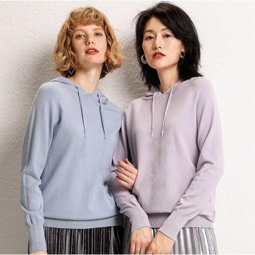 Womens Sweater Hooded 2021 New Spring and Autumn Pullover Long Sleeve Fashion Casual Solid Color Women Bottoming Shirt