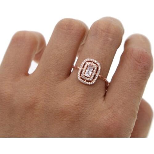 Top Quality Concise Crystal CZ fashion Ring Rose Gold Color Austrian Crystals adjusted elegant women jewelry Wholesale