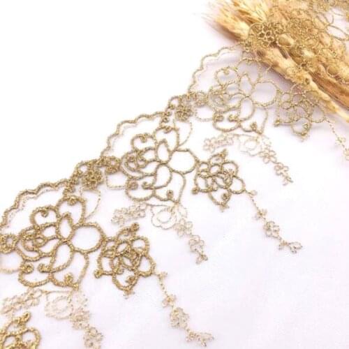 1yard/lot Width:15.9cm Gold Wire Mesh Garment Sewing Accessories Flower Design Exquisite(ss-2074)