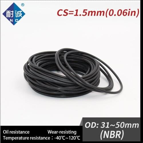 10PCS/lot free shipping Rubber Black NBR CS 1.5mm OD32/33/34/35/36/38/40/42/45/48/50mm O Ring Gasket Oil resistant waterproof