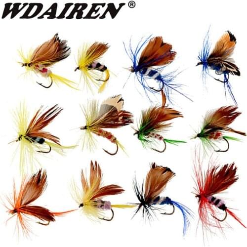 12pcs/Set Fishing Lure Butter Fly Insects Different Style Salmon Flies Trout Single Dry Fly Fishing Lures Fishing Tackle