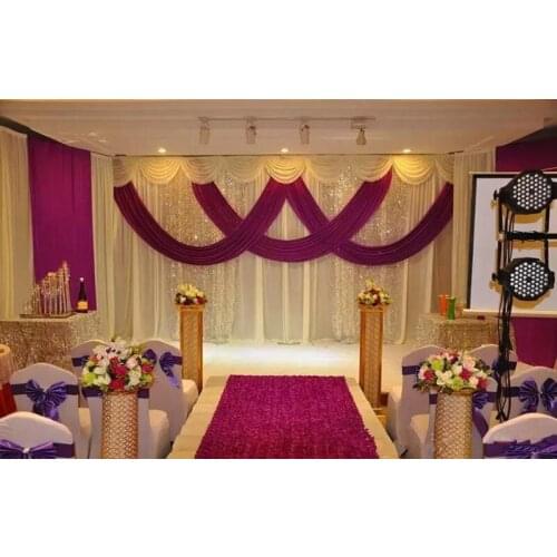 3m*6m wedding backdrop swag Party Curtain Celebration Stage Performance Background Drape With Beads Sequins Edge wd608