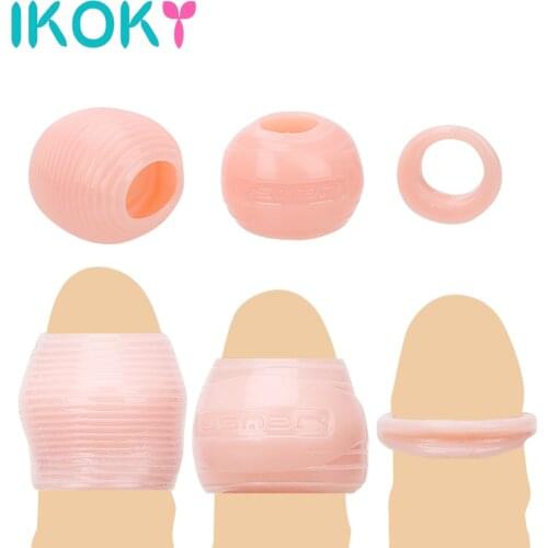 IKOKY 3Pcs/set Cock Rings Foreskin Correction Male Chastity Device Penis Rings Penis Sleeve Sex Toys For Men Delay Ejaculation