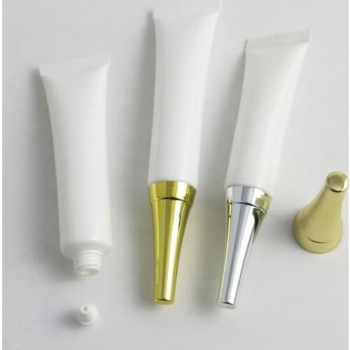 50 x 10ml 15ml White Empty Cosmetic Packaging Plastic Soft Tube Eye Cream Gel Packaging Tube Make up Sliver Gold Cap Bottles