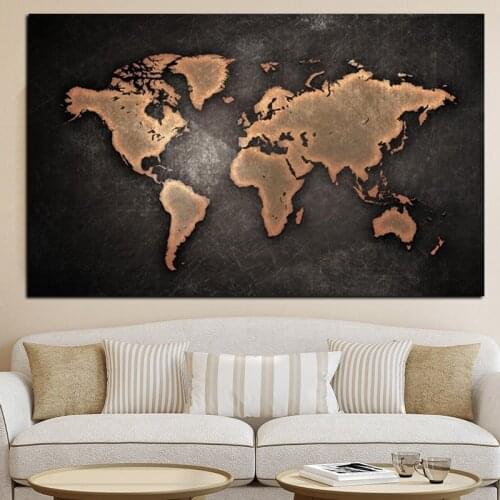 120x180cm Abstract World Map Canvas Painting Black World Map Print On Canvas for Office Room Picture Wall Art Cuadros Decor