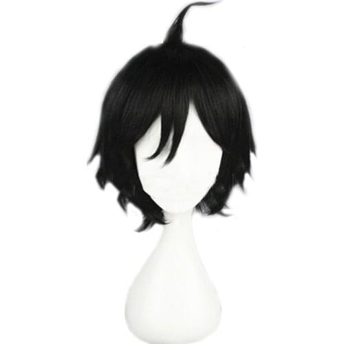 Anime Haikyuu!! Karasuno Tadashi Yamaguchi Black Short Fake Hair High School Volleyball Club Halloween Party Costume Cosplay Wig