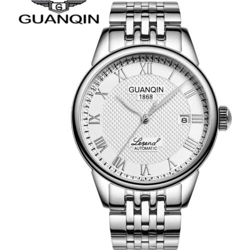 Automatic Self-Wind Mechanical Top Brand GUANQIN Watch Men Sapphire Crystal Glass Calendar Dress male Watches Men Sports Business Casual Watch Waterproof Relogio