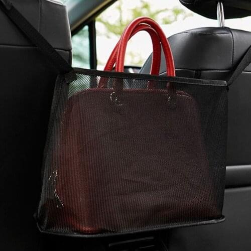 Car Net Pocket Handbag Holder Seat Back Organizer Mesh Large Capacity Bag for Purse Storage Phone Documents Pocket Barrier