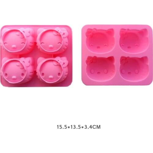 Free shipping 4 cute KITTY cooking tools chocolate ice mold Silicone Mold baking Fondant candy Sugar Craft DIY Cake