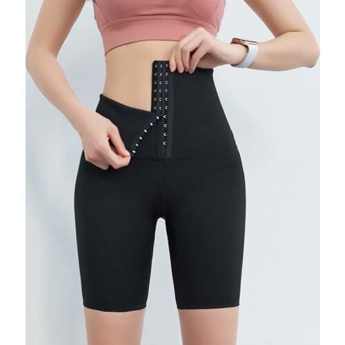 High waist abdomen yoga pants womens stretch tight-fitting net red fitness five-point pants peach hips breathable