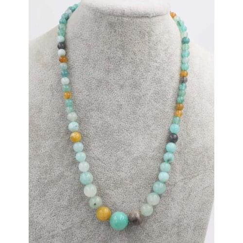 One strand green jades stone beads round 6-14mm necklace wholesale beads 18inch gift discount