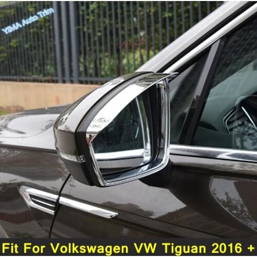 Lapetus Auto Styling Rear View Rearview Mirror Rain Eyebrow Cover Trim Chrome Look Fit For Volkswagen VW Tiguan 2016 - 2020 ABS