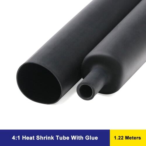 1.22Meters Black φ12mm-φ52mm 4:1 Heat Shrink Tube With Glue Dual Wall Adhesive Tubing Sleeve Wrap Wire Cable