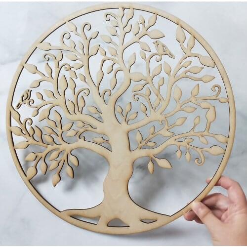 Wood sign life tree shape laser cut wood wall art home decor handmade crafts making geometri ornament