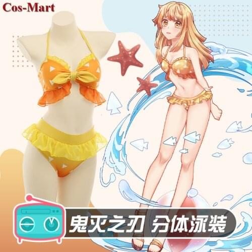 Hot Anime Demon Slayer:Kimetsu No Yaiba Agatsuma Zenitsu Cosplay Costume Sexy Sweet Swimsuit Activity Party Role Play Clothing