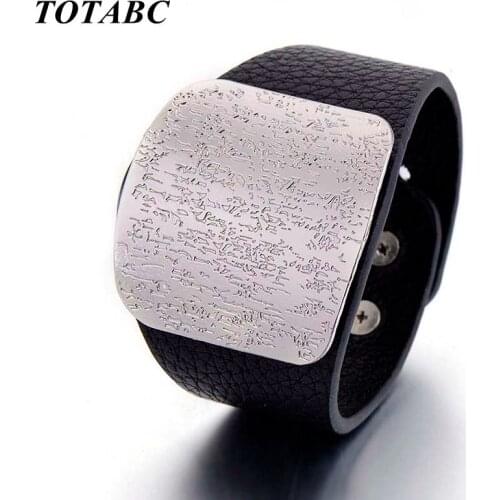 Personality Leather Bracelet For Women with Alloy Buckle Adjustable Fashion Vintage Bracelets Femme Jewelry