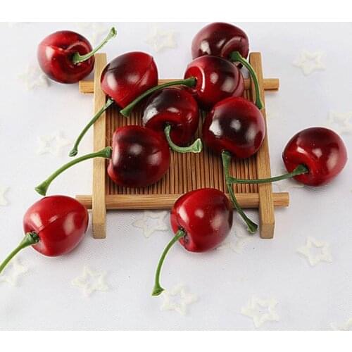 Artificial Fruits cherries Foam Fake Fruit tchen Table DIY Home Decoration Plastic Simulation Fruits Cherry 20PCS display props