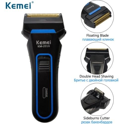 KEMEI Electric Razor For Men Rechargeable 2 Blades Razor Barber Trimmer Beard Shaving Heads Professional Shaving Tools D45