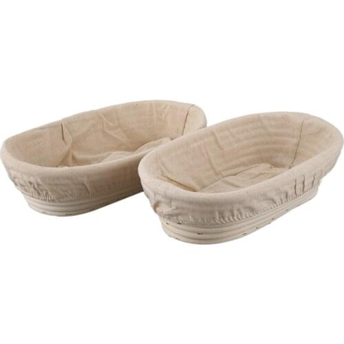 2Pcs 25Cm/10 Inch Bread Basket Rattan Proofing Basket Liner Round Oval Fruit Tray Dough Food Storage Container