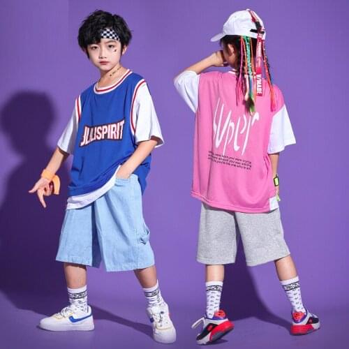 Boys Street Dance Performance Stage Costume Suit Girls Summer Jazz Dancing Catwalk Show Clothes Kids Hip Hop Streetwear YS1942