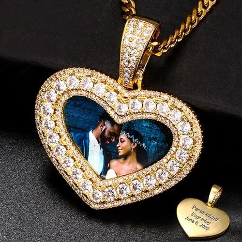Heart Memory Custom Pendant Photo Women Hip Hop Jewelry Necklace Pendant Personalized Customized Engraved Name