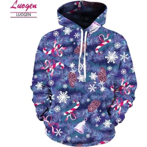 Luogen 3d Starry Sky Christmas Hat Lovers Hoodies Sweatshirt Hoodie Comic Casual Tracksuit Pullover Streetwear DropShip