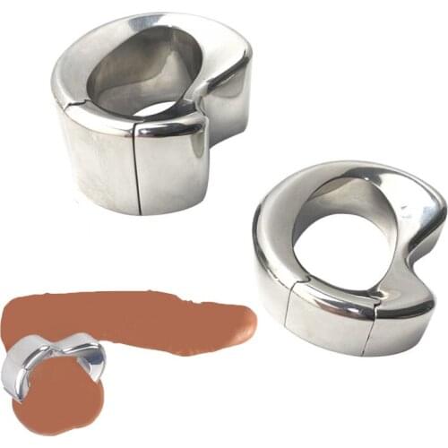 Stainless steel penis lock bondage cock Ring Heavy Duty male metal Ball Stretcher Scrotum Delay ejaculation BDSM Sex Toy for men