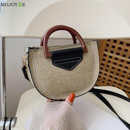 New Women Patchwork Saddle Shoulder Bags Woven Ladies Vintage Saddle Crossbody Bags Shoulder Bags Casual Handbags