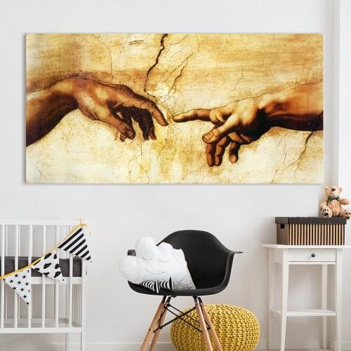Classic painting decorative canvas art Michelangelo Adam posters and prints home decor mural creation living room with frame