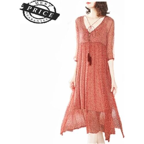 Dress Women Party Elegant Summer Dress Print Floral Long Dresses Sexy V Neck Beach Dresses Vestidos Verano 2021 LWL1a23