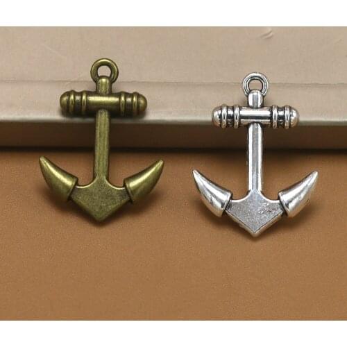 ANGRLY 50pcs 25*19mm Have Hook Up Metal Ancient Anchor Pendant Gifts Pirate Sailing Necklace Accessories Party Supplies Craft