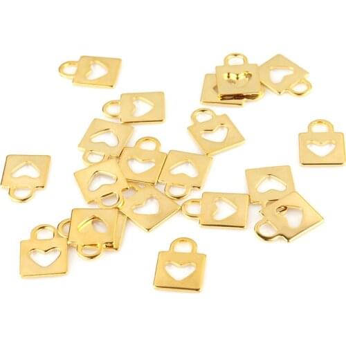20pcs/lot of 16*11mm Heart Shape Lock Pendant Charms Pendant for diy jewelry making Necklaces Bracelet Accessories Parts HXD