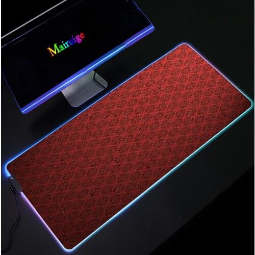 RGB Large Mouse Pad Simple Red Texture DIY Custom LED XXL Glow Color Light Gaming MousePads with Backlight 90x40cm/80X30cm