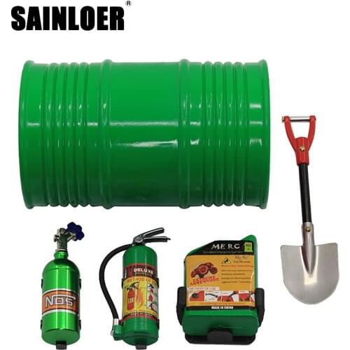 SAINLOER 1/10 Scale Fire Extinguisher Nitrogen Bottle Fuel Tank and Oil Drum Set RC Rock Crawler Decor Tool for SCX10 D90 TRX4