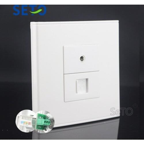 SeTo 86 Type RJ45 Cat5e Network + 3.5mm Earphone Panel Wall Plate Socket Keystone Faceplate