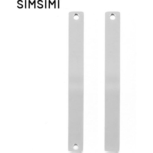 Simsimi stainless steel 50x5.5mm Blank Bar Pendant&Necklace mantra Bar both sides mirror polish Pendants wholesale 50pcs