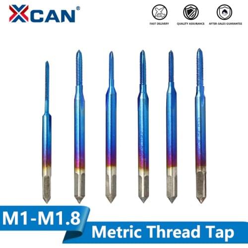 XCAN M1-M1.8 Nano Blue Coated Metric Thread Tap Straight Flute Machine Tap HSS 6542 Screw Tap Drill Bit