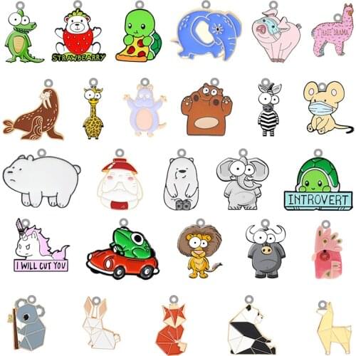 TAFREE cute various animal animation multi-modeling pattern childish epoxy acrylic pendant