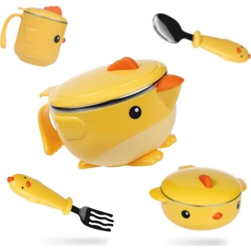 Plates Food Suction Cup Baby Goods Feeding Kit Eating Dinnerware Toddler Bowls Kids Spoon Dishes Tableware Sets For Children