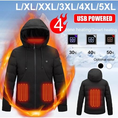 Thick Clothes USB Heating Cotton Clothing Three-Speed Electric Heating 4 Zones Heating can Withstand Severe Cold -40℃ Winter