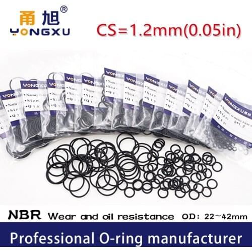 20PCS/Lot Black NBR Sealing O-Ring CS1.2mm OD22/23/28/34/40/42/50*1.2mm O Rings Seal Rubber Gasket Nitrile Oil Rings Washer