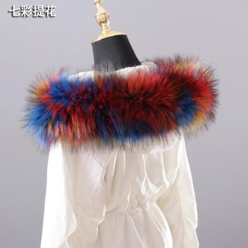 Faux raccoon fur collar winter jacket hood decorative fur collar unisex male female DIY fake raccoon fur collar fur scarves