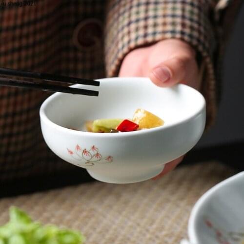 Japanese Ceramic Tall Bowl Hand-painted Tableware Household Round Rice Salad Dessert Bowl Restaurant Tableware Kitchen Supplies