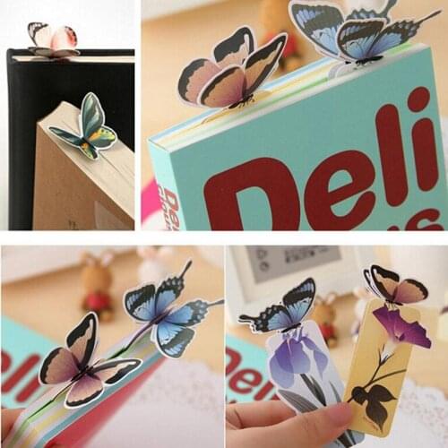 1 Pcs Books Marks Flower Print Bookmark Stationery Mini Paper 3D Stereo Butterfly Bookmarks For Girls Women Gifts Random Color