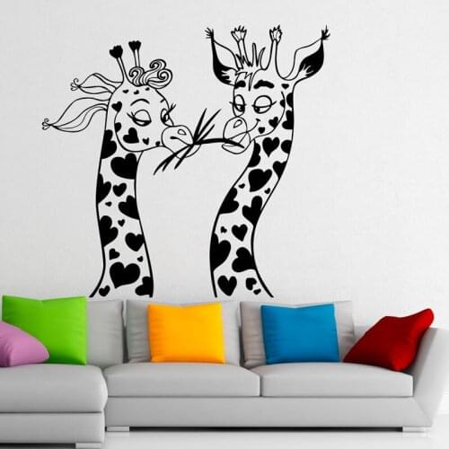 ZOOYOO Two Funny Giraffes Wall Stickers Home Decor African Animal Safari Removable Art Murals Nursery Kids Room Decoration
